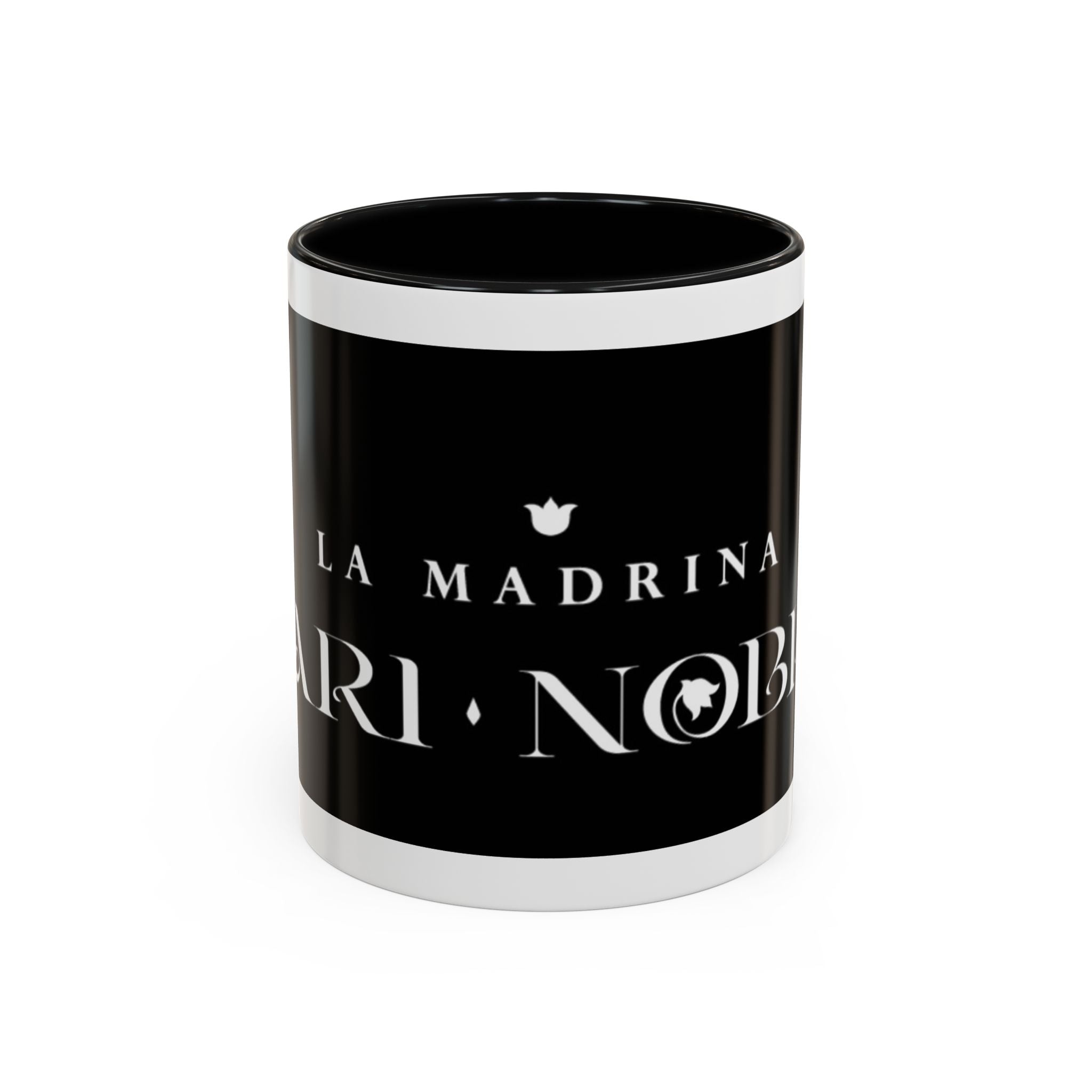 La Madrina 'Mari Nobre Black Accent Coffee Mug — Elegant Godmother Gift (11/15oz)