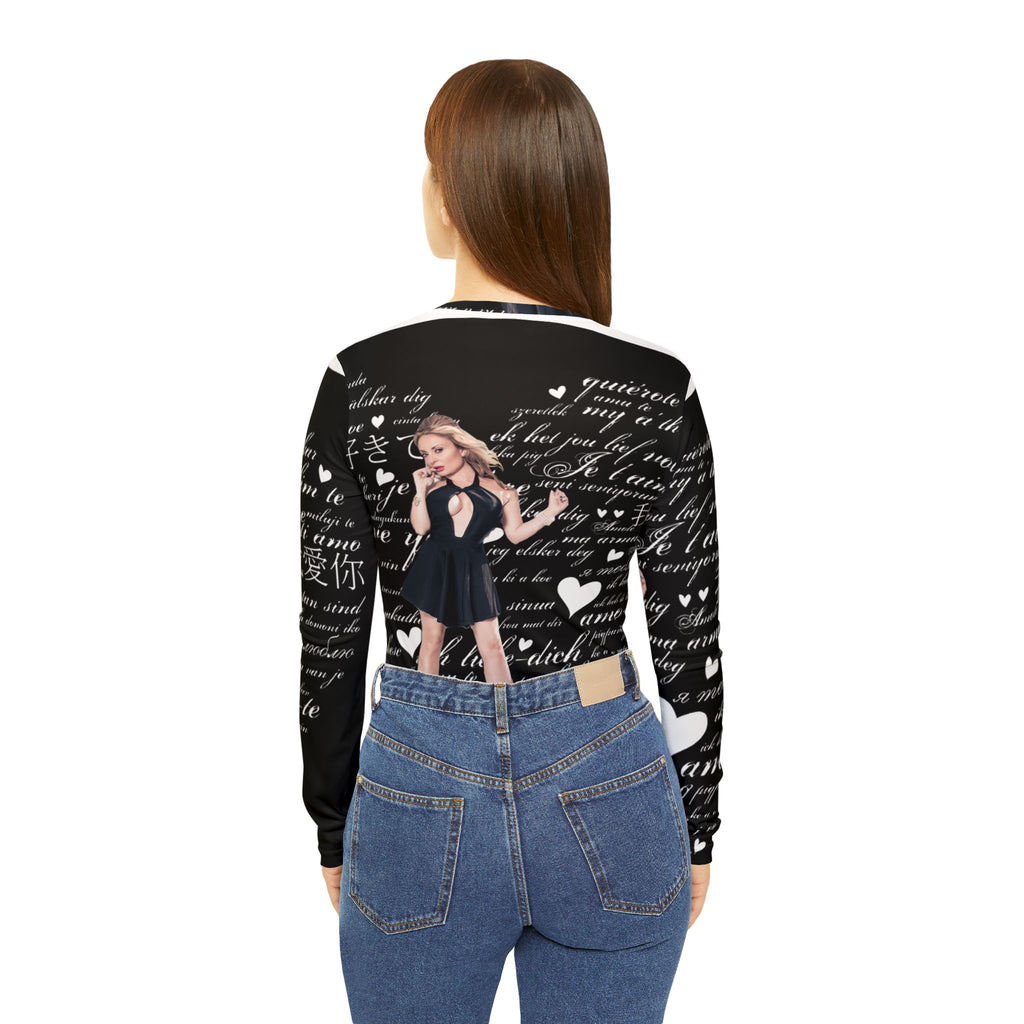 Romantic Script V-Neck Long Sleeve — Vintage Pinup Love Print