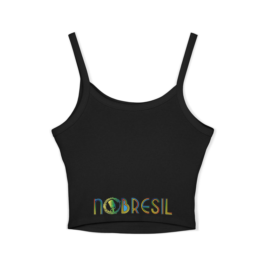 Spaghetti Tank Top — Colorful 'Nobresil in Brazil' Artwork Crop Tank