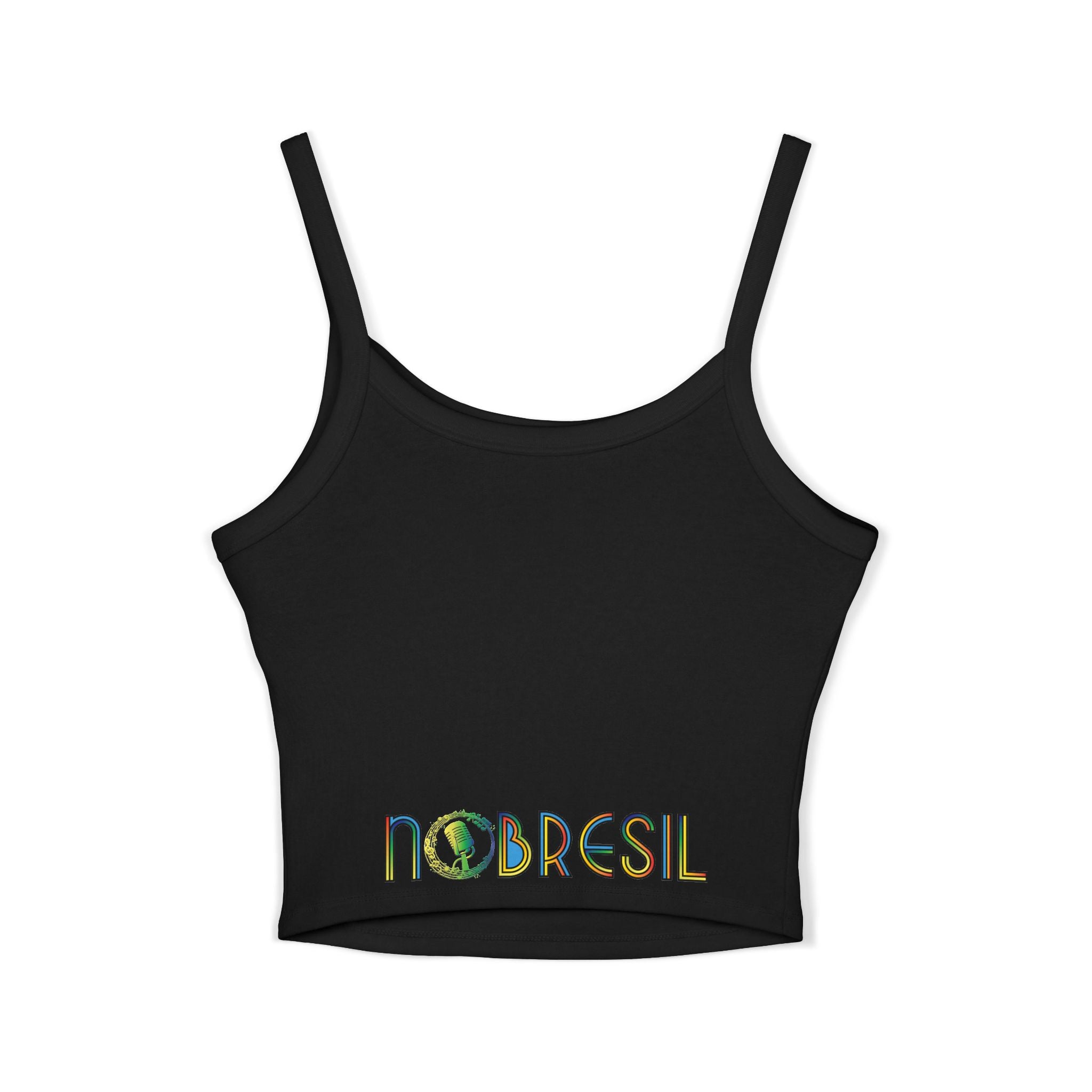 Spaghetti Tank Top — Colorful 'Nobresil in Brazil' Artwork Crop Tank