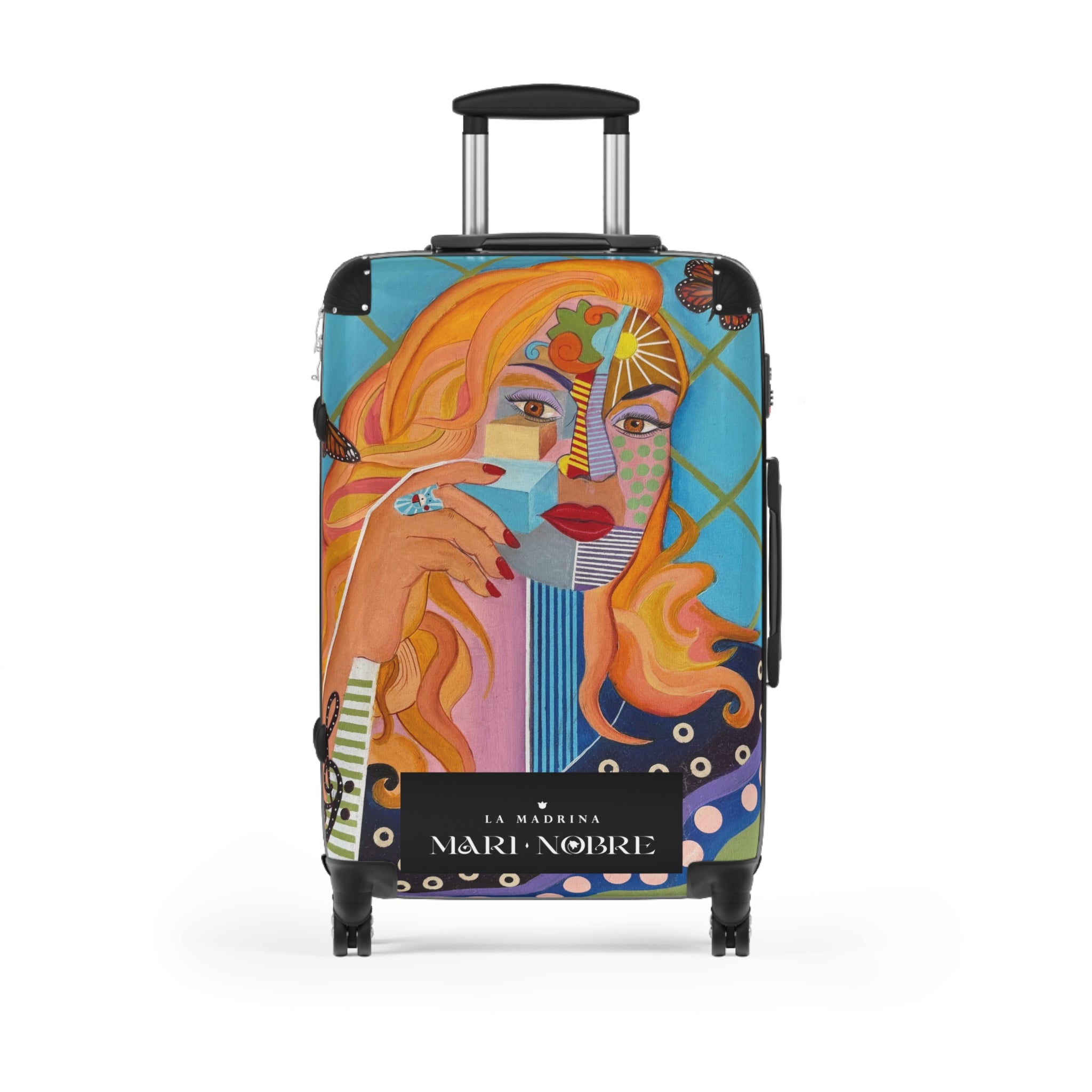 LA MADRINA Artistic Abstract Face Carry-On Suitcase – Colorful Pop Portrait Travel Luggage