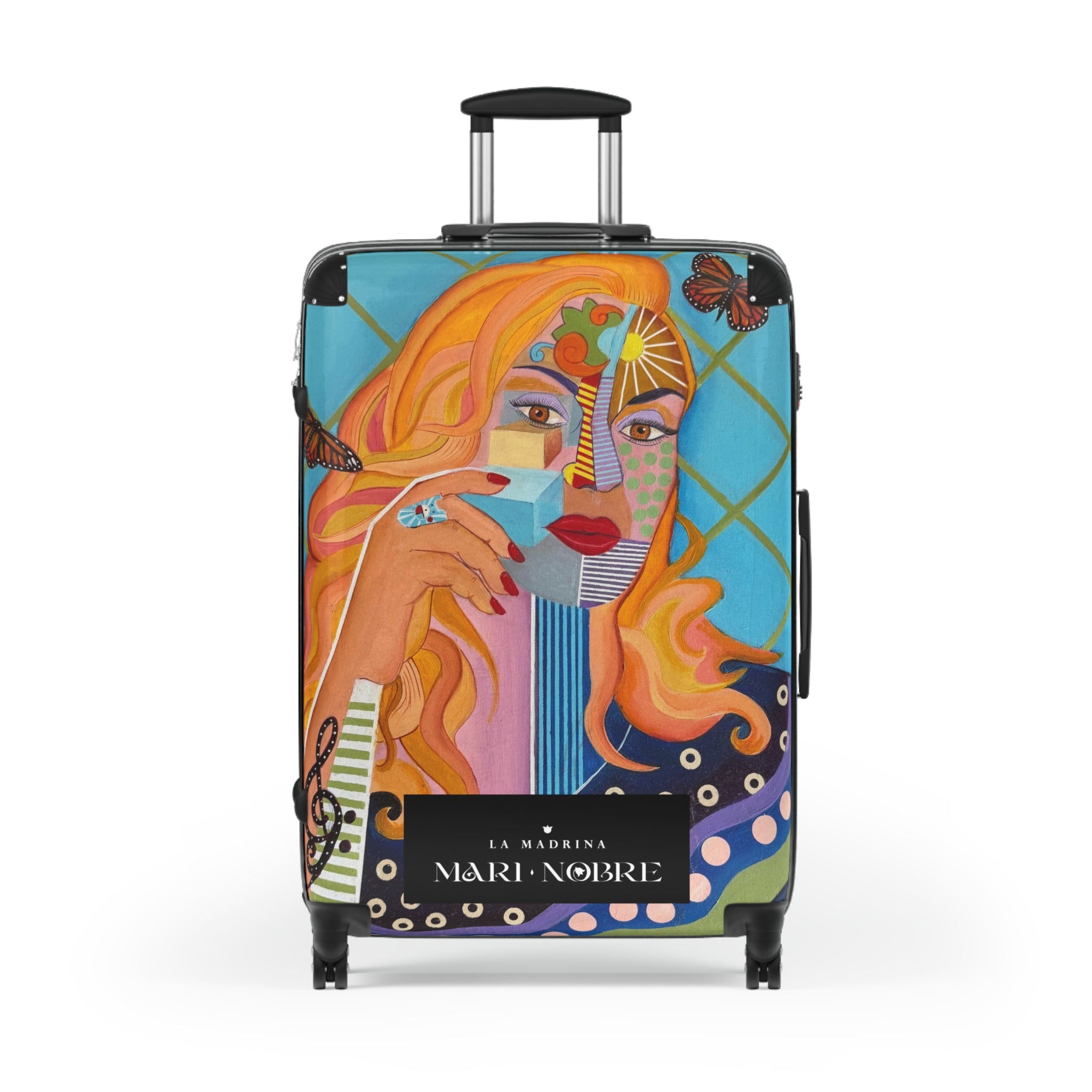LA MADRINA Artistic Abstract Face Carry-On Suitcase – Colorful Pop Portrait Travel Luggage