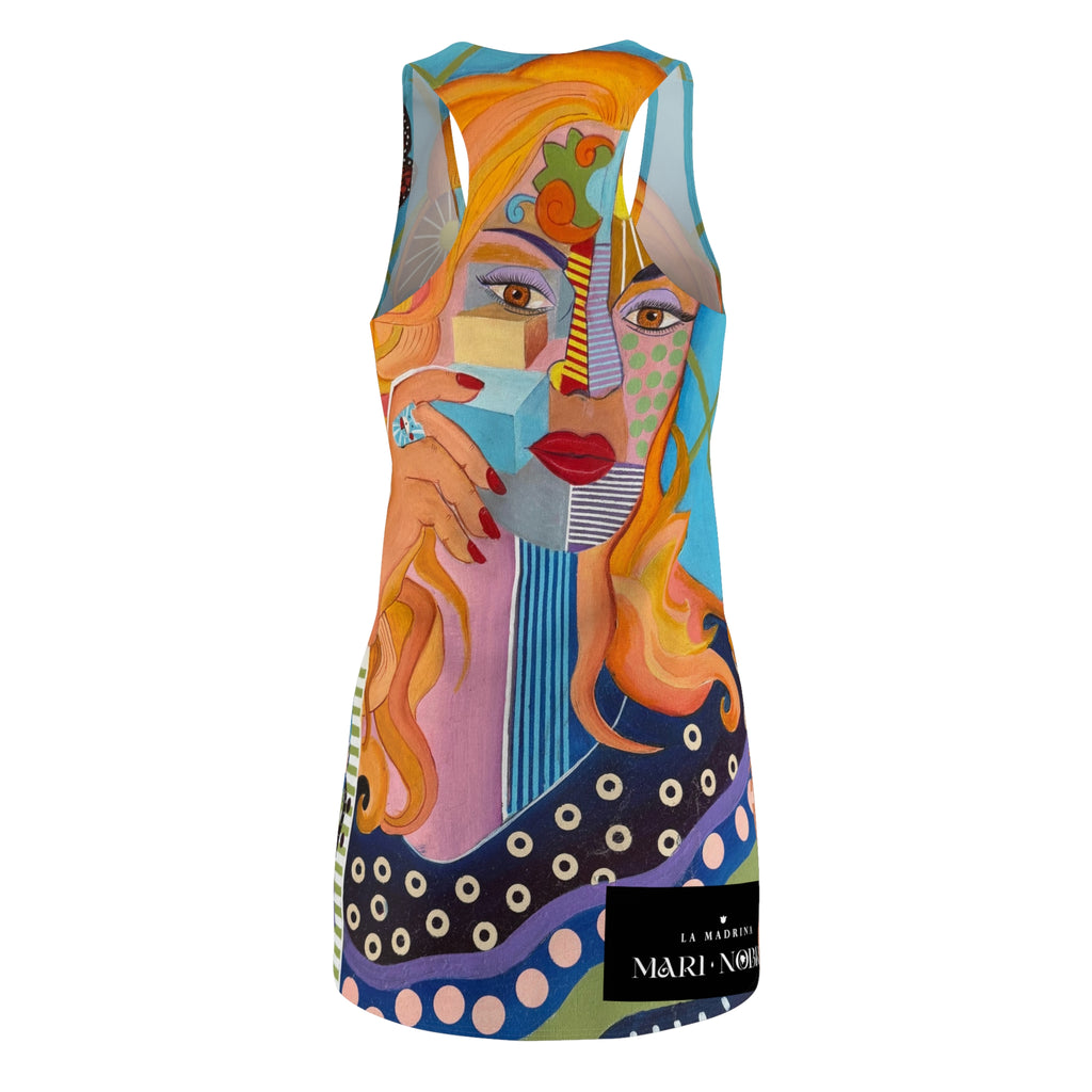 Abstract Femme Racerback Dress — Colorful Portrait All-Over-Print