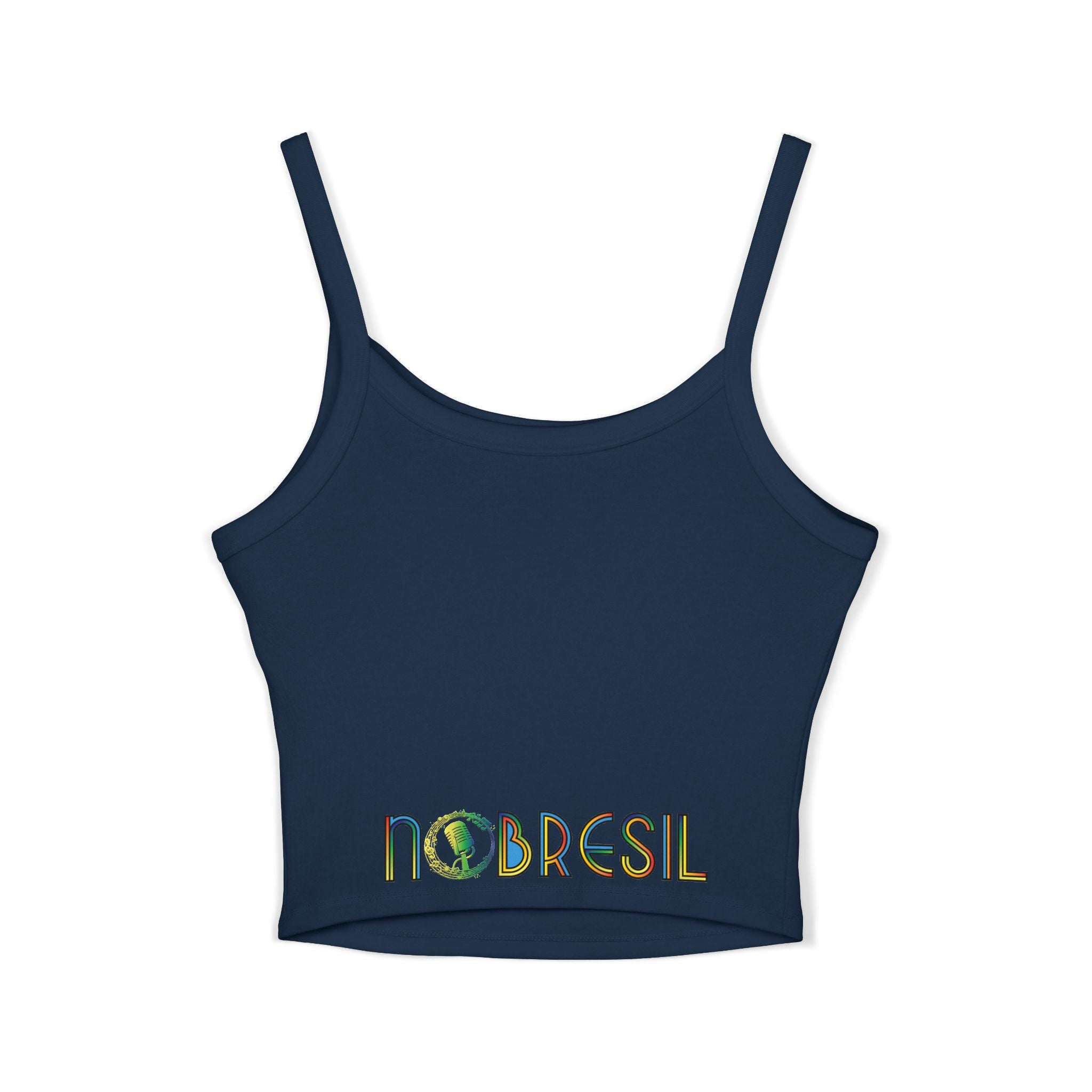 Spaghetti Tank Top — Colorful 'Nobresil in Brazil' Artwork Crop Tank
