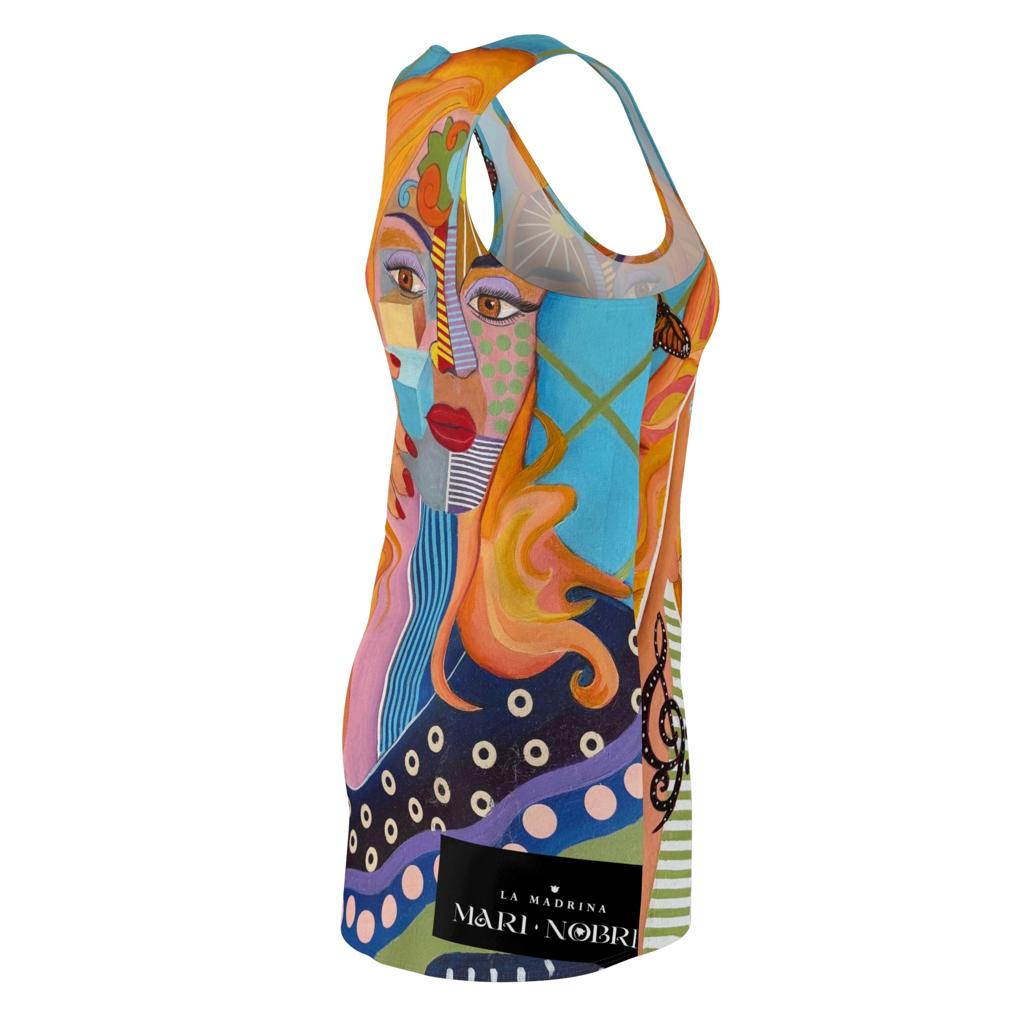Abstract Femme Racerback Dress — Colorful Portrait All-Over-Print
