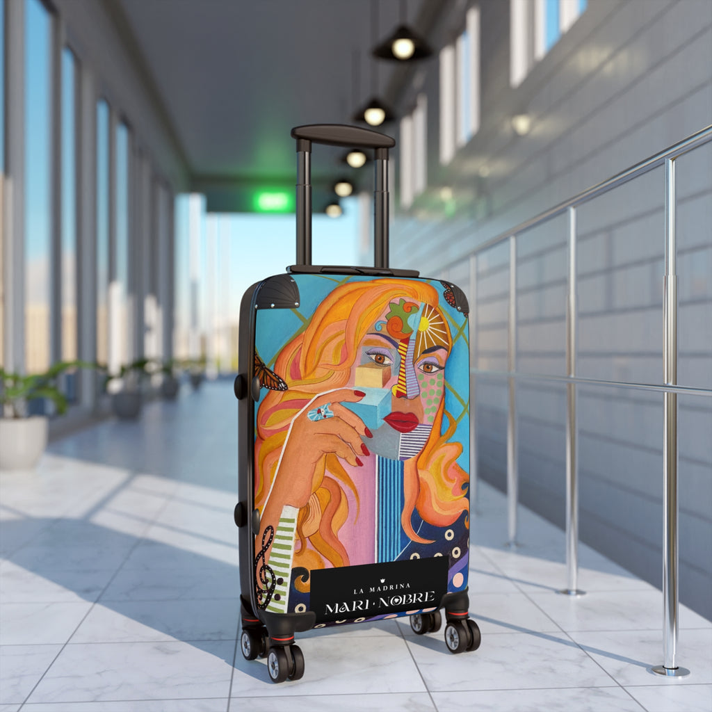 LA MADRINA Artistic Abstract Face Carry-On Suitcase – Colorful Pop Portrait Travel Luggage