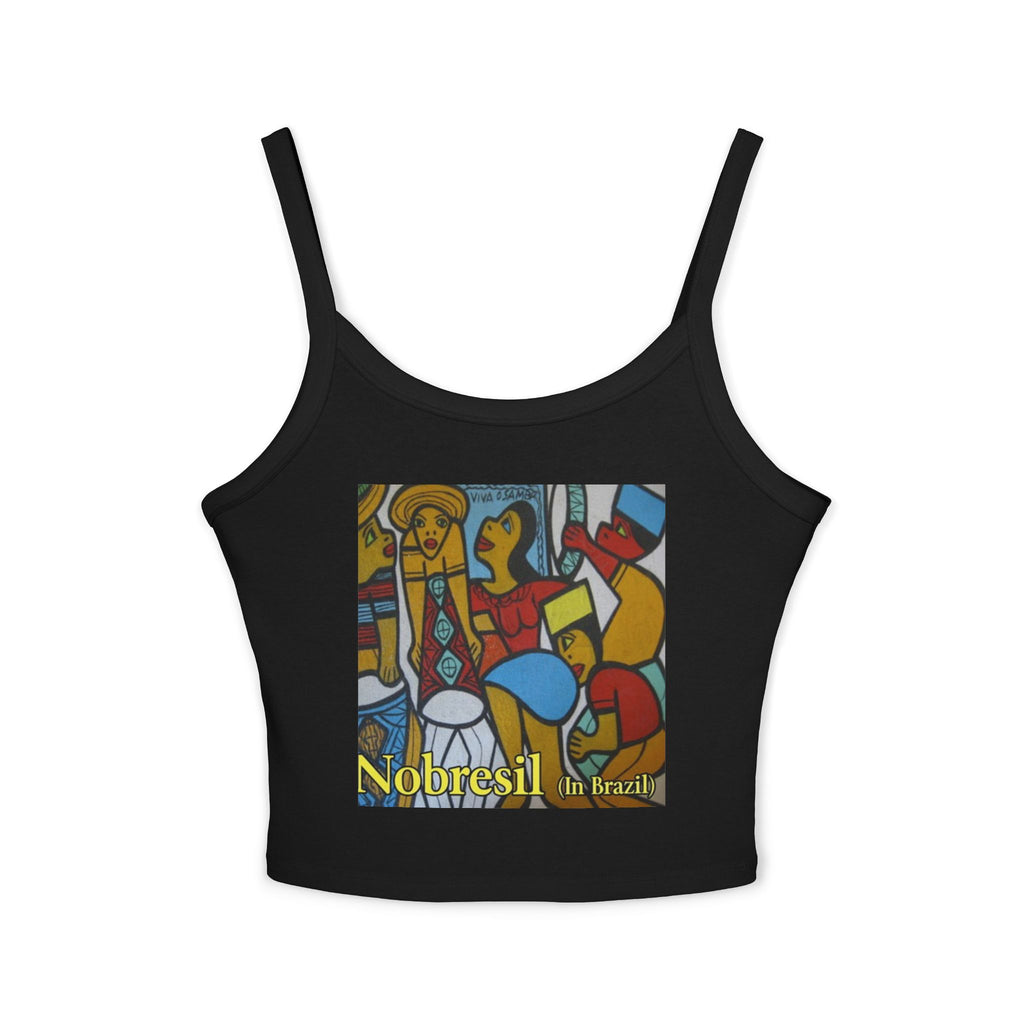 Spaghetti Tank Top — Colorful 'Nobresil in Brazil' Artwork Crop Tank