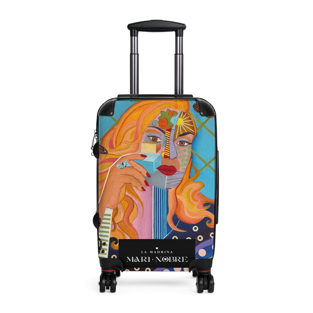 LA MADRINA Artistic Abstract Face Carry-On Suitcase – Colorful Pop Portrait Travel Luggage