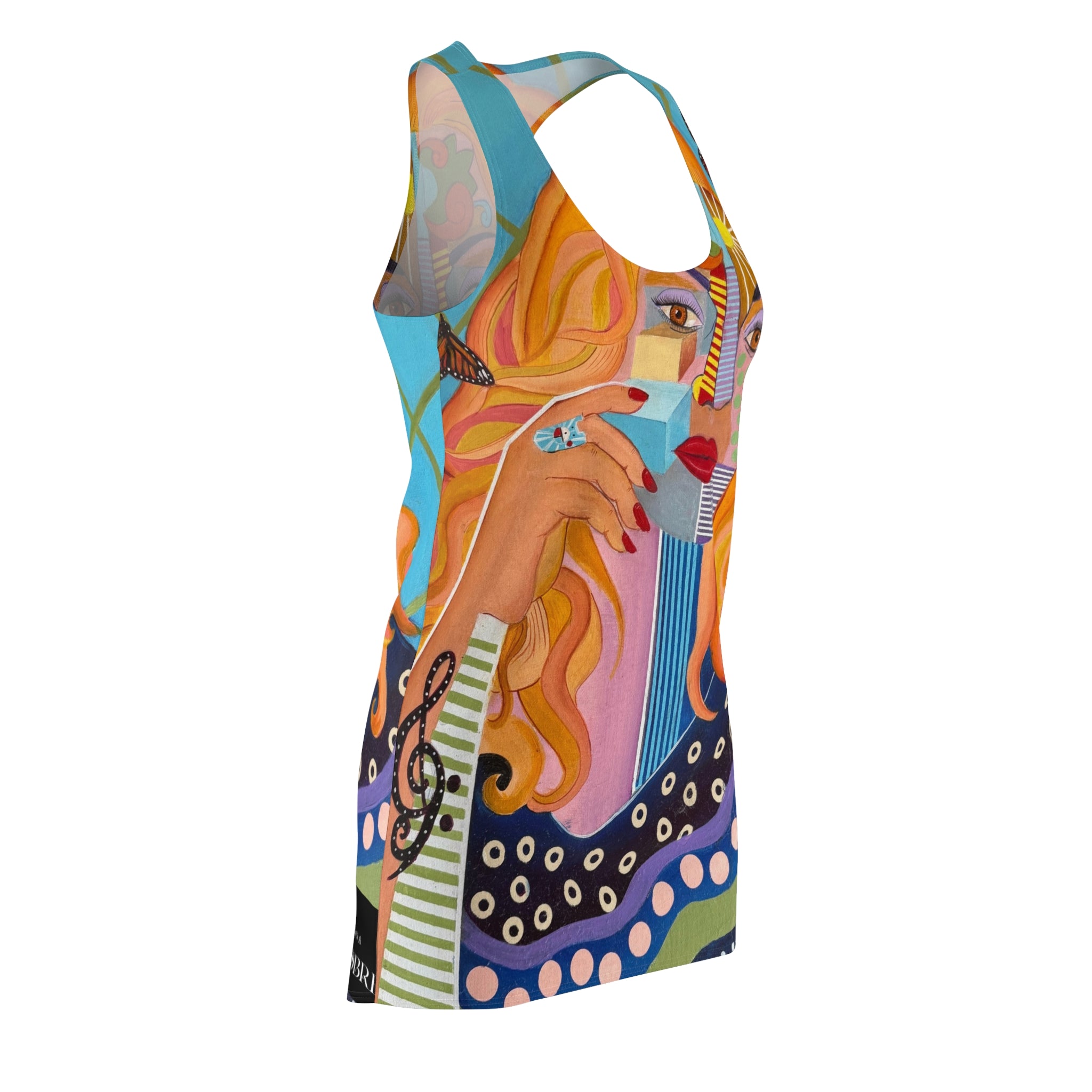 Abstract Femme Racerback Dress — Colorful Portrait All-Over-Print
