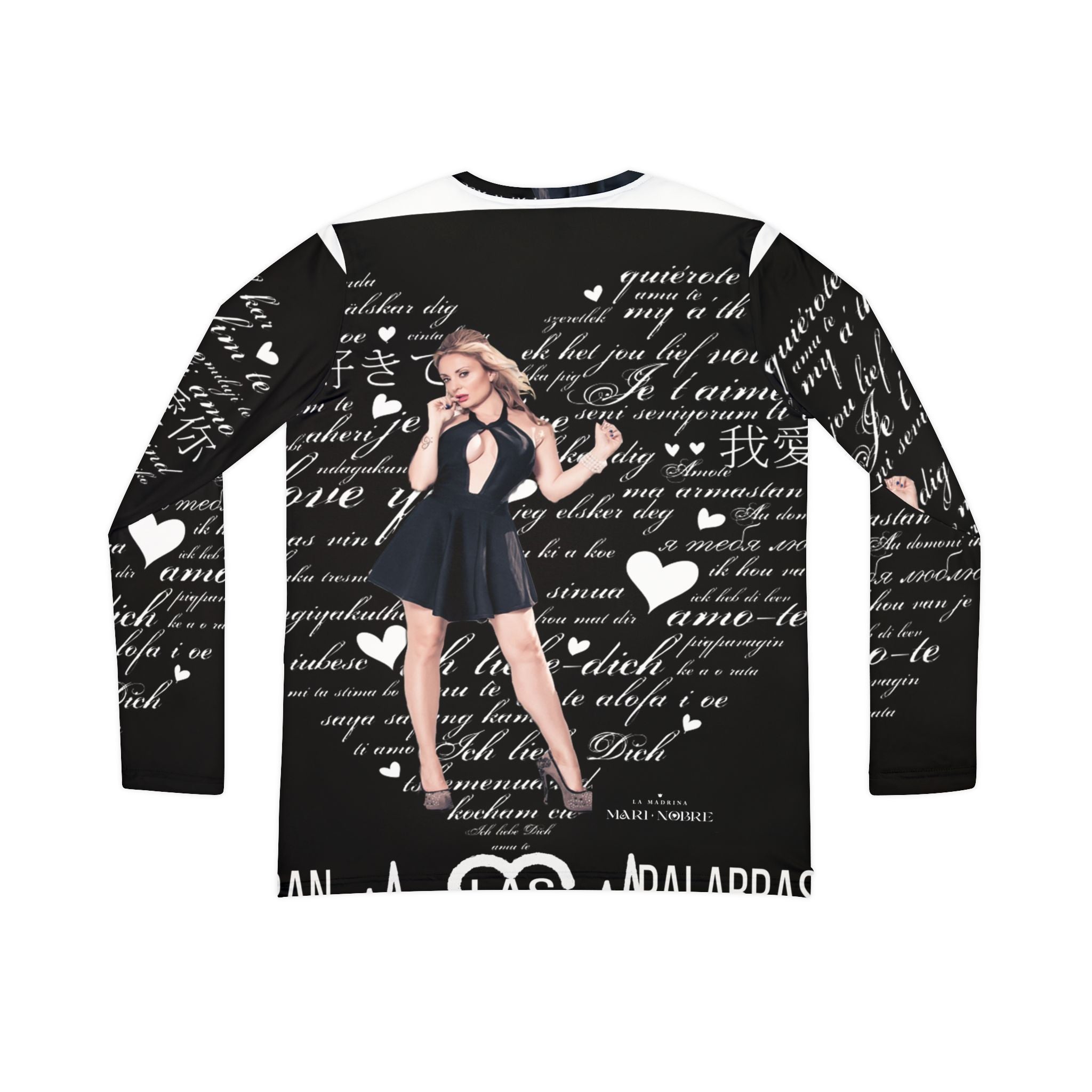 Romantic Script V-Neck Long Sleeve — Vintage Pinup Love Print