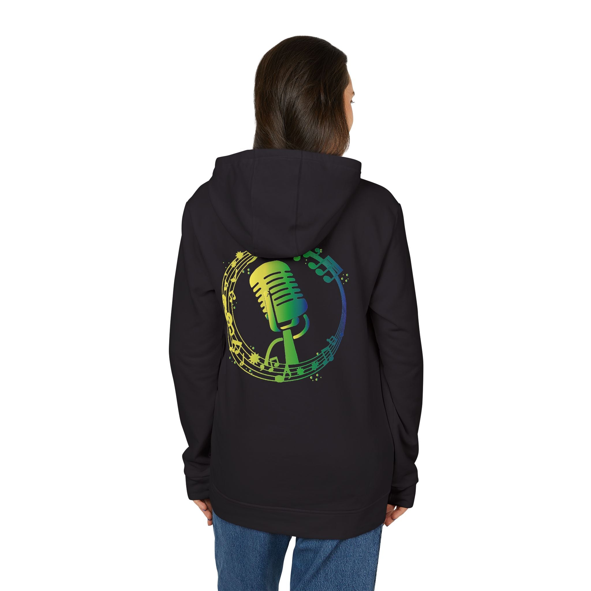 "La Madrina" Music Microphone Hoodie — Gradient Retro Mic Design